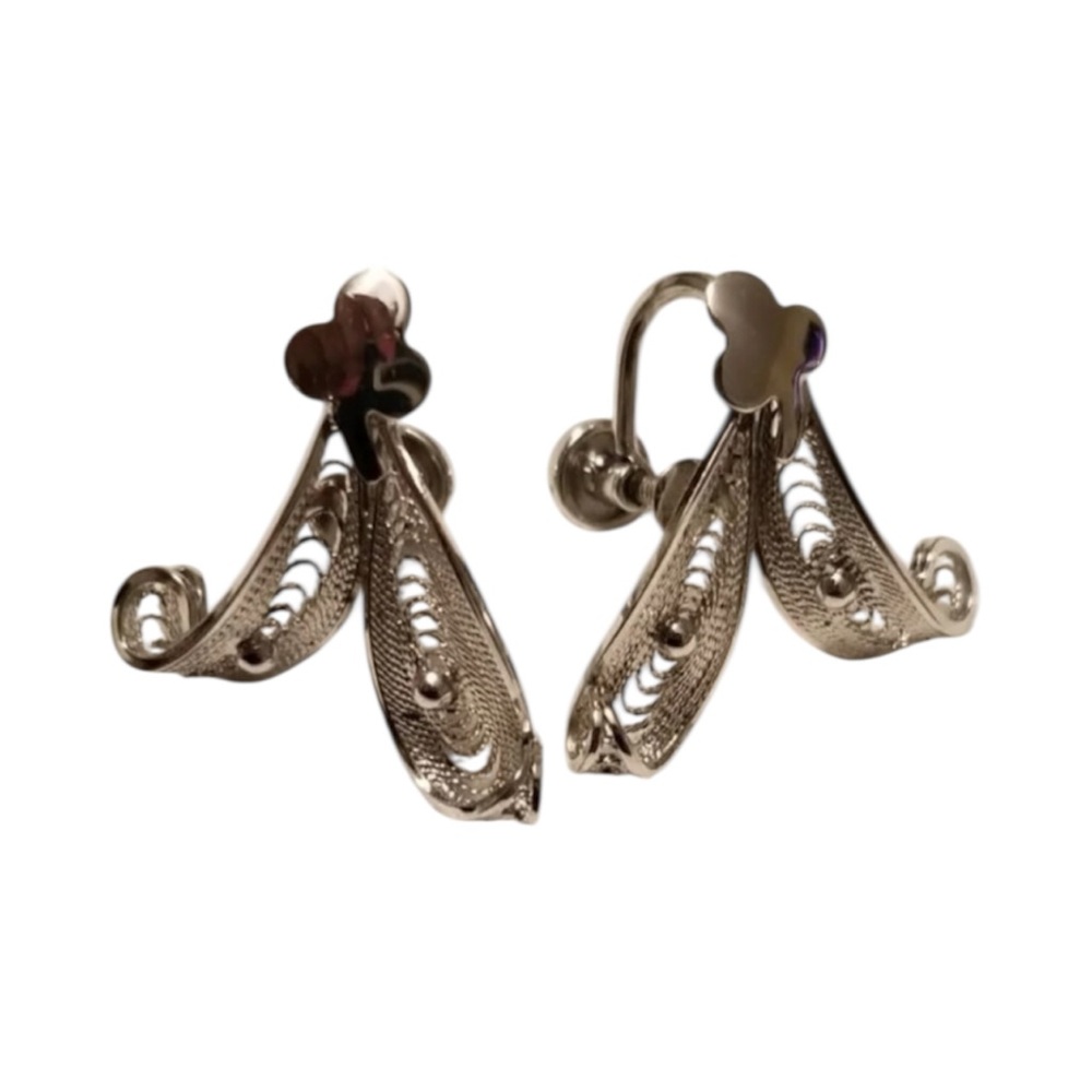 RARE Vintage Sterling Silver Clip Earrings Pre 1970s